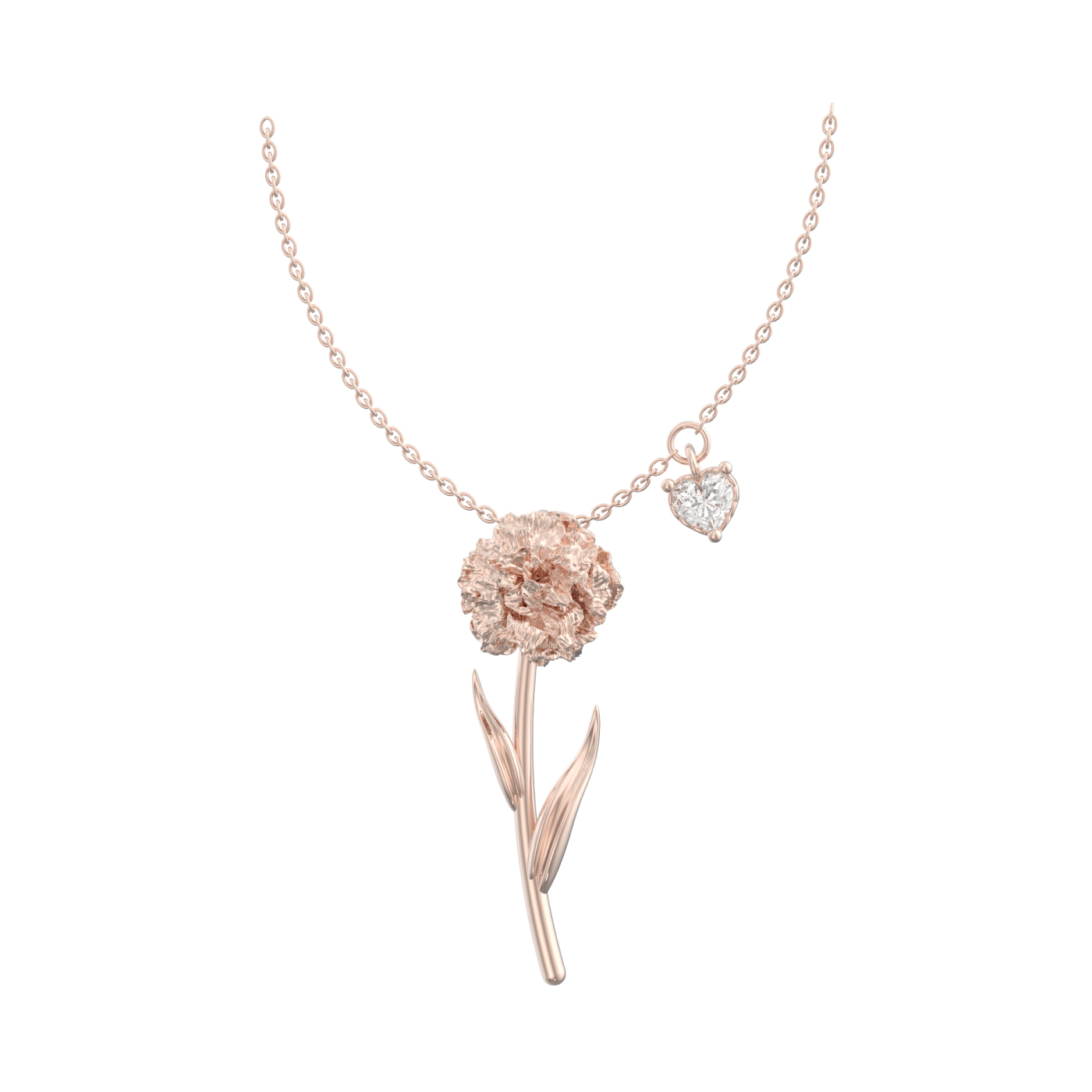 custom order. carnation flower drop necklace