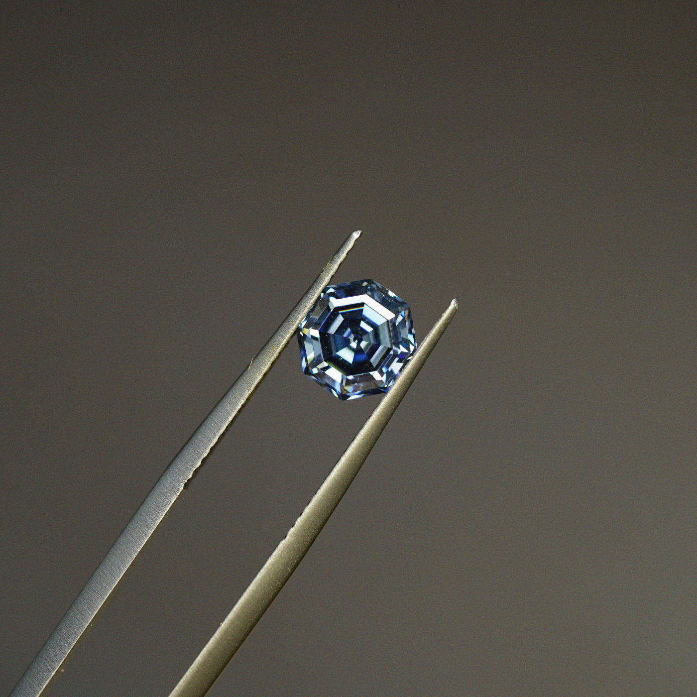 blue moissanite 7mm octagon